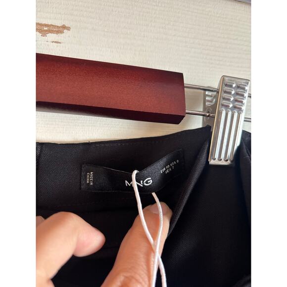 Mango MNG Buckle Detail Midi Black Skirt Size 8 NWT Side Pocket Mid Waist - Picture 5 of 6